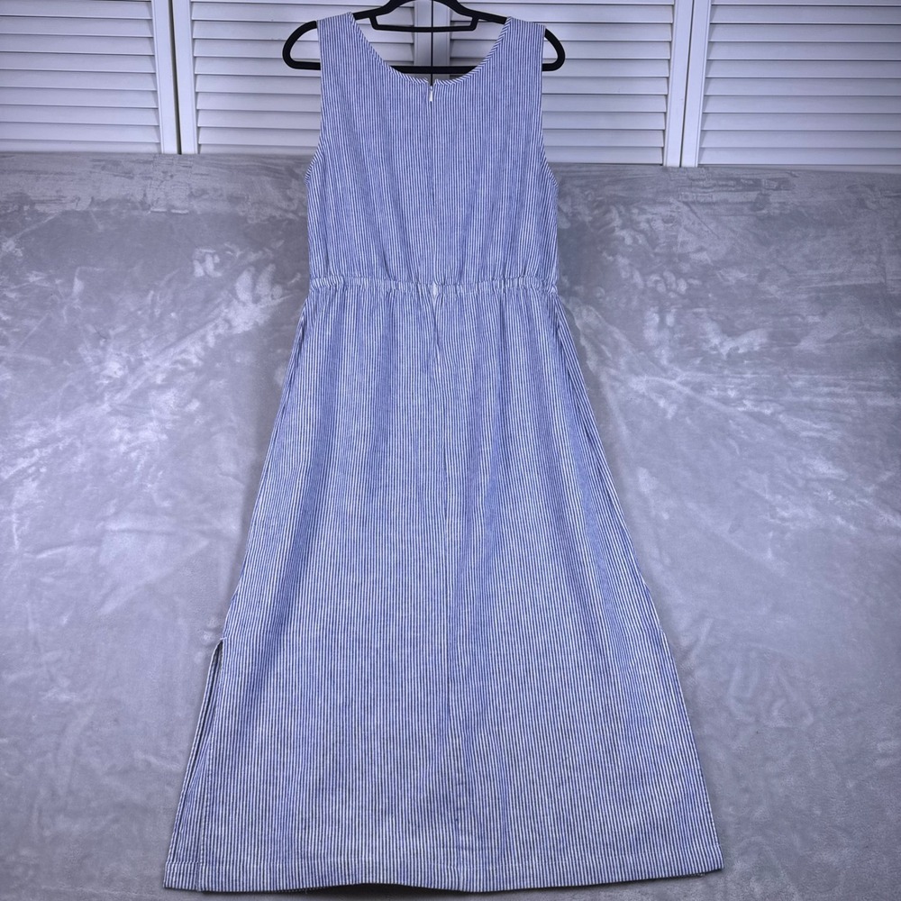 Talbots Blue White Striped Linen Cotton Maxi Dress Sleeveless Petite 10P ID4976 - Picture 8 of 8